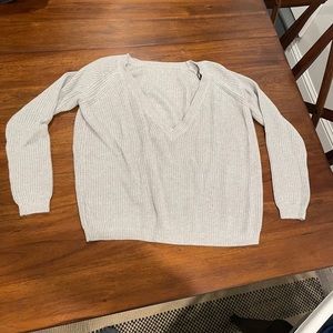 Lulu’s backless v-back sweater, gray, medium